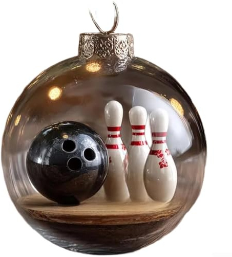 Kunststoff Sportball Ornament mit Baseball Golf Fußball Designs für Weihnachten Urlaub Baumschmuck geeignet für saisonalen Gebrauch (Bowling)