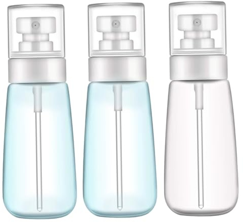 Lot de 3 flacons pulvérisateurs vides de 100 ml à brume fine, récipients voyage rechargeables en plastique avec couvercle anti-fuite pour parfums, huiles essentielles, toners, flacon voyage d