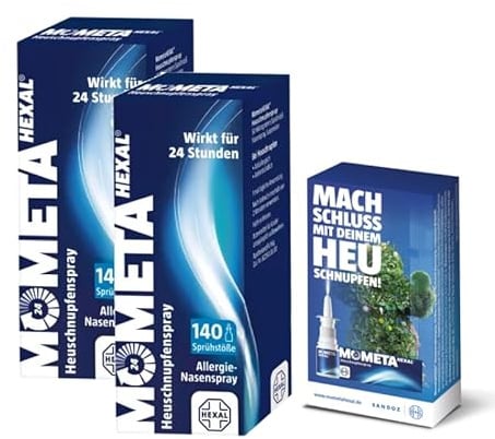 MometaHEXAL® Das blaue Allergiespray gegen Heuschnupfen - nur 1x täglich | 2x 140 Sprühstöße + Taschentücher