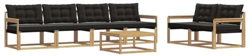 vidaXL Outdoor-Sofagarnitur 7 pcs Weiß und Schwarz 79 x 79 x 37 cm, Garten, modernes Outdoor-Sofa, Terrassen-Lounge-Set, Bequeme Sitzmöbel für gemütliche Abende