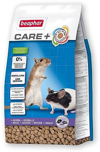 BEAPHAR CARE+ - Super Prenium Extruded Gerbil and Mouse Food - Animal Protein - High Digestibility - Provides Natural Teeth Wear - No Added Sugar - 700g