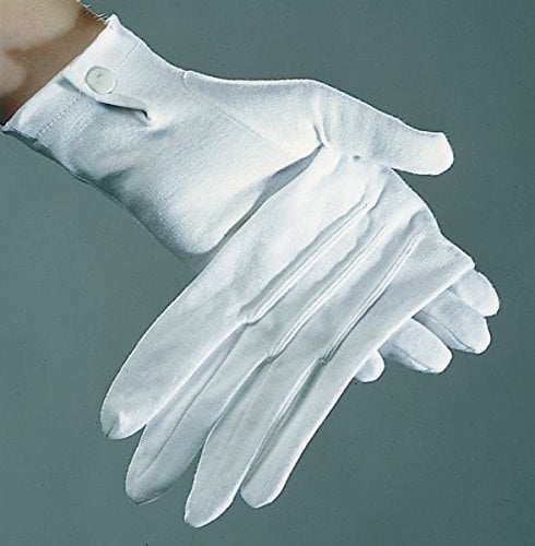 Festartikel Müller Handschuhe Damen, weiß mit Biesen, Baumwolle