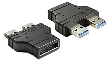 DeLock Adapter USB 3.0 Pin Header Stecker an 2 x USB 3.0-A Stecker – nebeneinander, [65398]