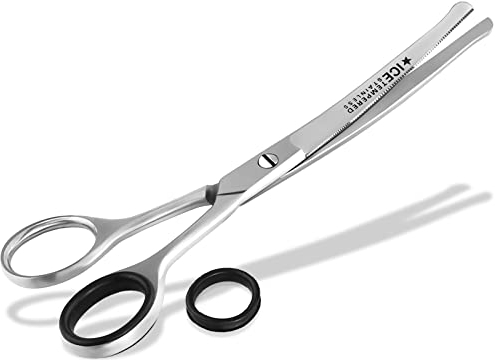 Fellschere Gebogen 14 cm mit abgerundeten Enden und Mikroverzahnung rostfreies Edelstahl