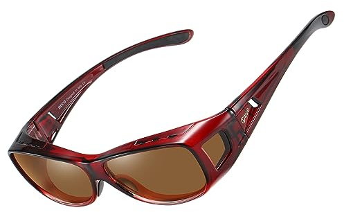 Duco Herren und Damen Sonnenbrillen Polarisiert Unisex Brille Überbrille für Brillenträger Fit-over Polbrille 8953 M - Wein Rot, Braun