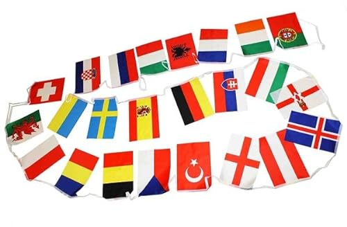 Sonia Originelli Fahnen Girlande Flaggenkette Länder Nationen Partygirlande Fanartikel EM WM Geburtstag Farbe: Europa