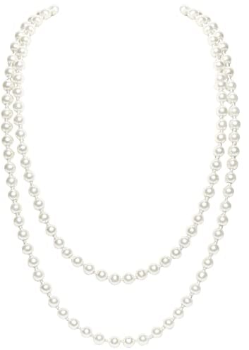 BABEYOND Modische Imitation Perlen Kette Flapper Art Deco 1920s Gatsby Kostüm Accessoires Lange Perle Halskette