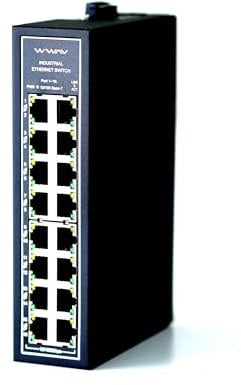 WIWAV WDH-16ET-DC 10/100Mbps Commutateurs Ethernet industriels 16 Ports Non gérés avec Rail DIN/Montage Mural (Authentification UL, sans Ventilateur, -30°C ~ 75°C)
