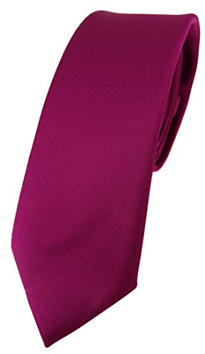 TigerTie Herren Krawatte – schmale 5,5 cm Krawatte in magenta einfarbigem Design, ideal für Geschäftstermine, festliche Anlässe und die Freizeit