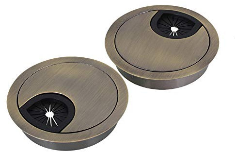 Doublelife SHANOER 2PCS Metal Cable Grommet Bronze (Zinc Alloy) for Management of Office & Computer Desk Wires (60mm/2.36inch)