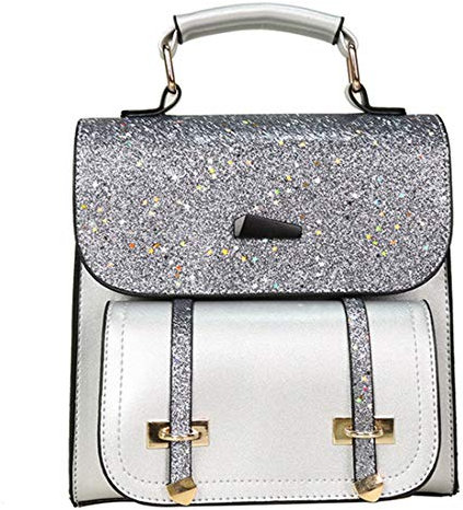 FiveloveTwo Donna Ragazze Pelle PU Piccolo Borse a Zainett Con paillettes Impermeabile Borse a Mano Spalla Tracolla da Scuola Viaggio Sacchetto Borsetta Zaino Borsa Backpack Shoulder Bag Scheggia