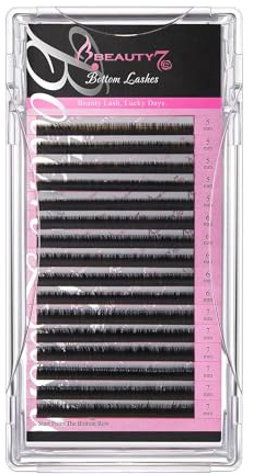 Halbpermanente Wimpernverlängerung für untere Wimpern, 0,1 mm dick, 5 mm, 6 mm, 7 mm, verschiedene Fächer, Schwarz