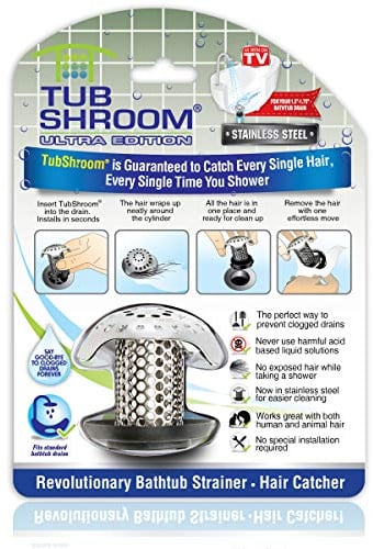 TubShroom Bathtub Hair Drain Catcher Stainless Steel, Standard