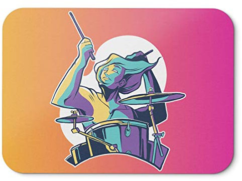 BLAK TEE Psychedelic Drummer Mouse Pad 18 x 22 cm in 3 Colours Pink Yellow