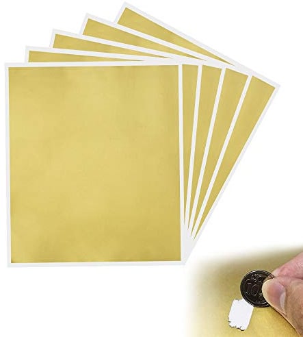 KBNIAN 5 Stück Quadratische Rubbellose Scratch Off Label Stickers Gold Rubbel Etiketten DIY Groß Scratch Sticker Aufkleber zur Hochzeit, Weihnachten, Geburtstage oder andere Anlässe