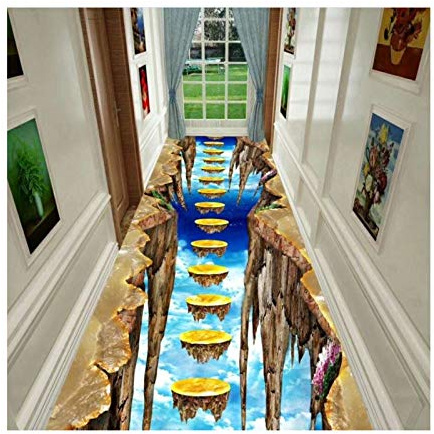 Siunwdiy 3D Teppich optische täuschung Teppich Flur-Hotel Bereich Teppich Läufer Küche,Illusion Design Teppich Wasserdicht Wasserdicht Angepasst Werden Kann,#03,80x250cm