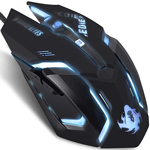 IULONEE Wired Gaming Mouse USB Silent Click Komfortabel Gamer-Mäuse mit Hintergrundbeleuchtung Ergonomische Maus in voller Größe 3200 DPI für PC Computer Laptop Desktop (Schwarz)