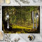 Daesar Platzdeckchen Abwaschbar 42x32, Tischset 4er Set Landschaft Motiv Sonnenschein im Wald Muster Platzset Baumwolle für Holztisch Esstisch Glastisch