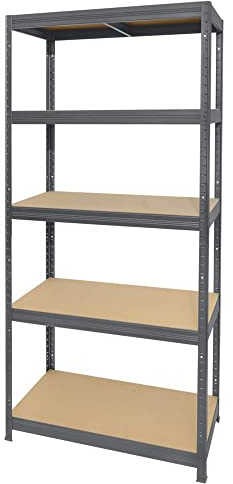 HEMMDAL Schwerlastregal Typ S+ Graphitgrau - 750 kg Tragkraft - HxBxT 180 x 90 x 60 cm - Steckregal mit 5 Böden - 150 kg Fachlast - Made in EU - stabiles Metallregal - Lagerregal - Werkstattregal