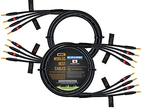 WORLDS BEST CABLES 5 Foot - Canare 4S11 – Audiophile Grade - HiFi Star-Quad Bi-Amp Speaker Cable Pair with Eminence Gold Banana Connectors