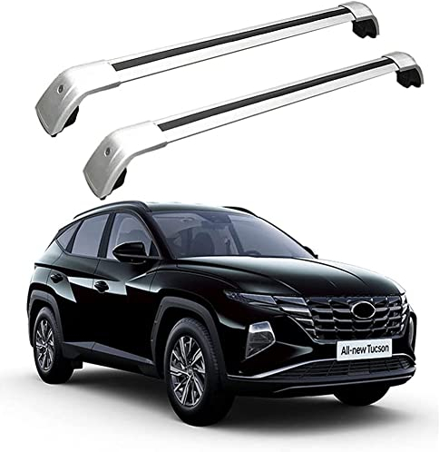 LYQNBPLUS Auto Aluminium Dachträger für Hyundai All New Tucson NX4 2021 2022, 2 StüCk Lastenträger Dachgepäckträger Top Crossbar Dachregal AbschließBar Fahradträger RelingträGer ZubehöR