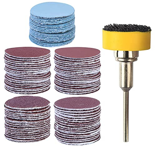 Gasea 100pcs 1 Inch/25mm Sanding Discs Pad with 1/8” Shank Backing Pads Plate Holder Kit, Hook and Loop Sand Paper Assortment Pack for Dremel Rotary Tool, 100/180/240/1500/3000 Grit Paper