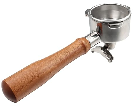CAPFEI Siebträger 54mm Doppel Auslauf für Sage/Breville Barista BES 870/878/880 Filterkorb mit Walnuss Holz und Edelstahl-Siebträger-Filterhalter