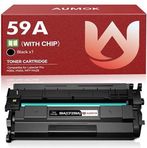 AUMOK 59A mit Recycelter Chip Kompatibel für HP CF259A 59A CF259X 59X Toner für HP Laserjet Pro M404dn M404dw MFP M428dw M428fdw M428fdn M430f M404n M406 M430 M304 (Schwarz, 1er-Pack)