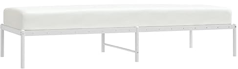 vidaXL Bettgestell, Bett Einzelbett Metallkonstruktion, Metallbett für Schlafzimmer, Bettrahmen mit Lattenrost, Metall Weiß 80x200cm
