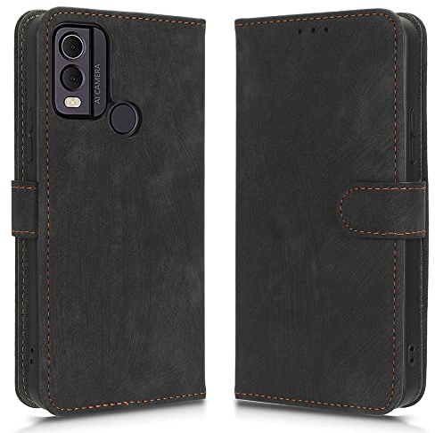 XINNI Handyhülle für Nokia C22, RFID Protect PU/TPU Klappetui Schutzhülle Flip Magnetisch Telefonhülle, Schwarz