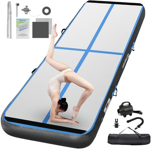 FBSPORT Airtrack Matte,10/20cm Hoch Verdicken 2/3/4/5/6 M Tumbling Matte,Gymnastikmatte mit Luftpumpe,Trainingsmatte mit Tragetasche,Turnmatte für Zuhause, Outdoor,Yoga, Übungsgymnastik usw