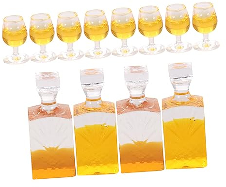 Toyvian 4 Set Miniature Wine Bottles Craft for Kids Realistic Resin Mini Wine Bottles As Pretend Play Props for Dollhouse Decor Miniature Sets Diy Craft, Assorted Colors