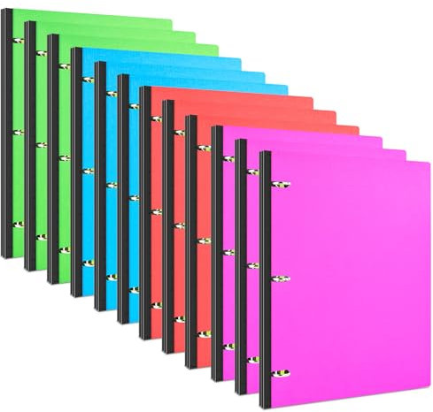 INFUN Teleskopordner mit 3 Ringen, 12 Stück, tragbarer Kunststoffordner mit Teleskoprücken, 3-Ringbuch mit faltbarem Vorderdeckel, hält 21,6 x 27,9 cm Papier für Schule, Büro und Zuhause