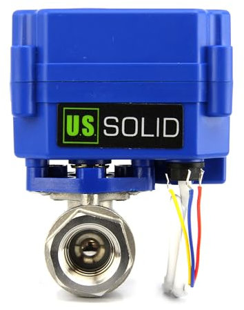 U.S. Solid Motorisierter Kugelhahn - G1/2 Edelstahl-Elektrischer Kugelhahn, Vollport, 9-24V AC/DC und 3-Draht-1-Wege-Positive-Break-Setup