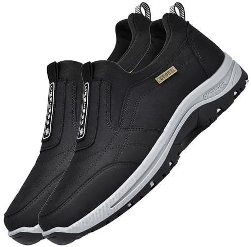 Mocasines sin Cordones para Hombre Zapatillas Casual para Hombre Sin Cordones Calzado de Walking Deportivo Bajas de Ligerasy Transpirables Zapatos de Tenis,Negro,43/265mm