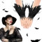 KATELUO 1 Paar Feder Manschetten Schwarz, Hexen Manschetten aus Federn, Damen Gothic Feder Manschetten, Federschmuck für Faschings, Halloween Kostüm, Rollenspiel Party