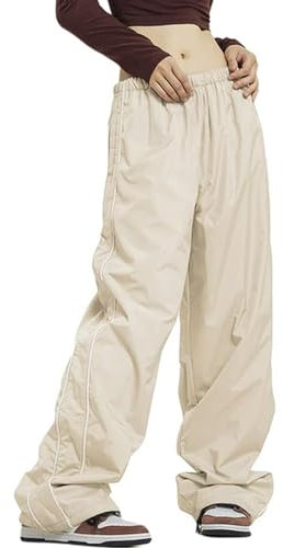 Baggy Cargohose y2k Ästhetische Damen elastische niedrige Taille lockere Joggerhose mit Taschen 2000er Jogginghose Streetwear-Wie Foto zeigt-S