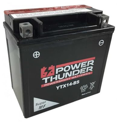 Bateria motocicleta Power Thunder YTX14-BS 12v 12AH medidas 150 x 87 x 145 mms
