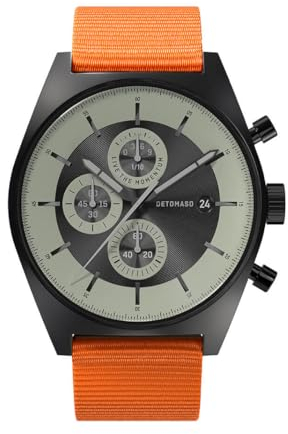DeTomaso D10 Chrono LE Notturno Nero Schwarz Herren-Armbanduhr Analog Quarz Armband Orange