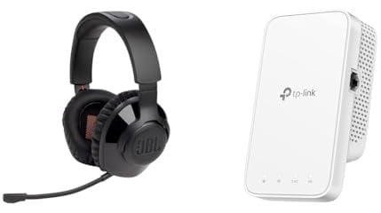 JBL Quantum 350 Over-Ear Gaming Headset – Schwarz & TP-Link RE330 WLAN Verstärker Repeater AC1200 867MBit/s 5GHz + 300MBit/s 2