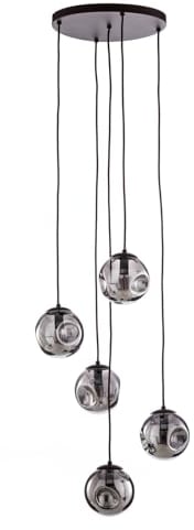 Lindby Pendelleuchte 'Valentina' (Design, Modern) in Alu aus Glas u.a. für Wohnzimmer & Esszimmer (5 flammig, E14) - Hängelampe, Esstischlampe, Hängeleuchte, Wohnzimmerlampe
