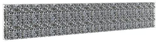 Homgoday Gabion Mur avec couvercles, panier gabion pour extérieur, jardin, terrasse et bordure de jardinière en pierre, clôture en acier galvanisé, 600 x 30 x 100 cm