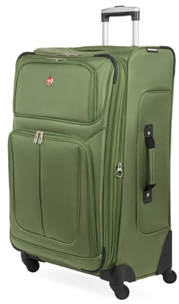 SWISSGEAR Sion Carry-On Spinner Luggage, Softside Expandable, Lightweight Suitcase, Evergreen, 22.75-Inch