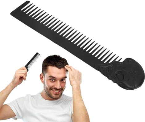 Schnurrbart-Pflegekamm, Totenkopf-Muster, Taschenkamm für Herren, für Bart | Zinklegierung, Gesichtshaarkamm, tragbarer Haarstyling-Kamm für Gesichtshaarpflege und -styling, Reisen und Pflege