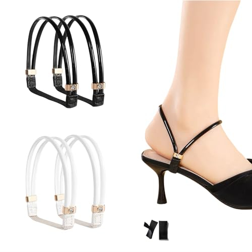 Goiern 2 pares de correas de zapatos de tacón alto, cordones extraíbles para zapatos de mujer para tacones altos, correas elásticas para zapatos de tacón alto, correas ajustables para sandalias