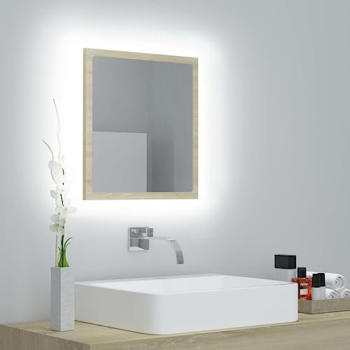 Générique Miroir LED de Salle de Bain Chêne Sonoma 40x8,5x37 cm Acrylique,Meubles,Armoires & Meubles de Rangement,Meubles-lavabos,Meubles-lavabos de Salle de Bains,Brun,8.36 LB,804911