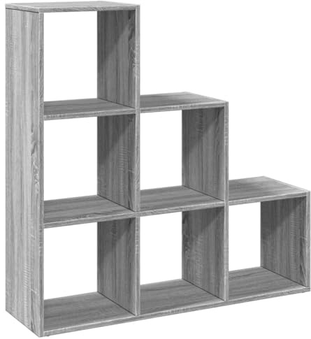 vidaXL Raumteiler-Bücherregal 3 Etagen Grau Sonoma 99x29x99 cm