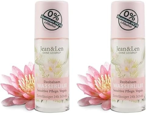 Jean & Len Deobalsam Wasserlilie, schenkt auf natürliche Weise bis zu 24h Deo-Schutz, sensitive Pflege, Ideal auch nach der Rasur, Deo ohne Aluminium & Alkohol, vegan, 50 ml (Packung mit 2)
