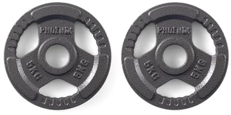 Phoenix Fitness Cast Iron Olympic Weight Plates - 2-Inch Free Weight Plate for Barbell Dumbbell Bars, Weightlifting & Strength Training at Home Gym - Pair, 5kg