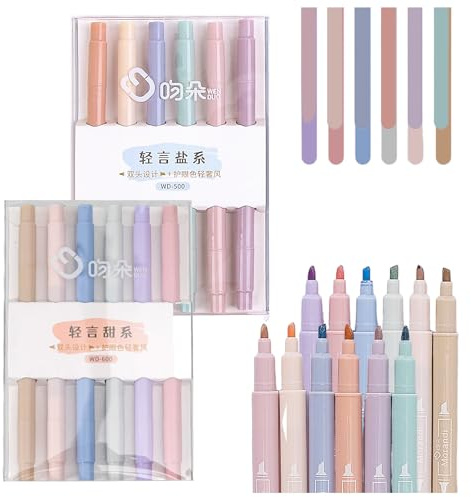 Highlighter Pen, 12-Teiliges Set Frixion Textmarker Multimarker Markierstifte Doppelendig Leuchtstifte Aesthetic Stifte Bine BräNdle Geeignet FüR BüCher NotizbüCher Usw Schulbedarf Textmarker Set
